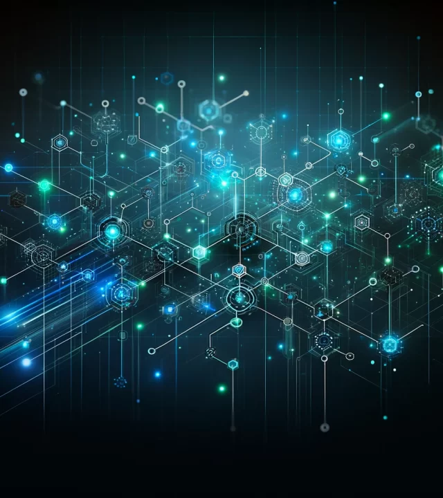 DALL·E 2024-04-13 19.45.32 - A sleek, modern digital-themed background ideal for a cybersecurity company. The image features a network of glowing, interconnected digital nodes on